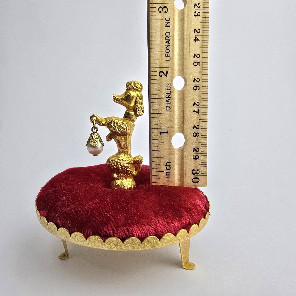 Poodle Pin Cushion Red Velvet Vintage - Picture 8 of 11